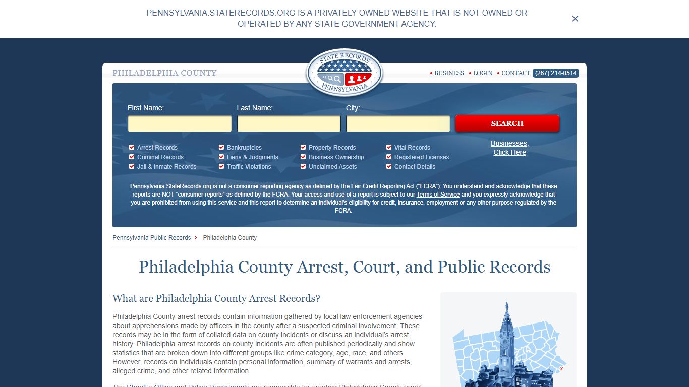 Philadelphia County Arrest, Court, and Public Records