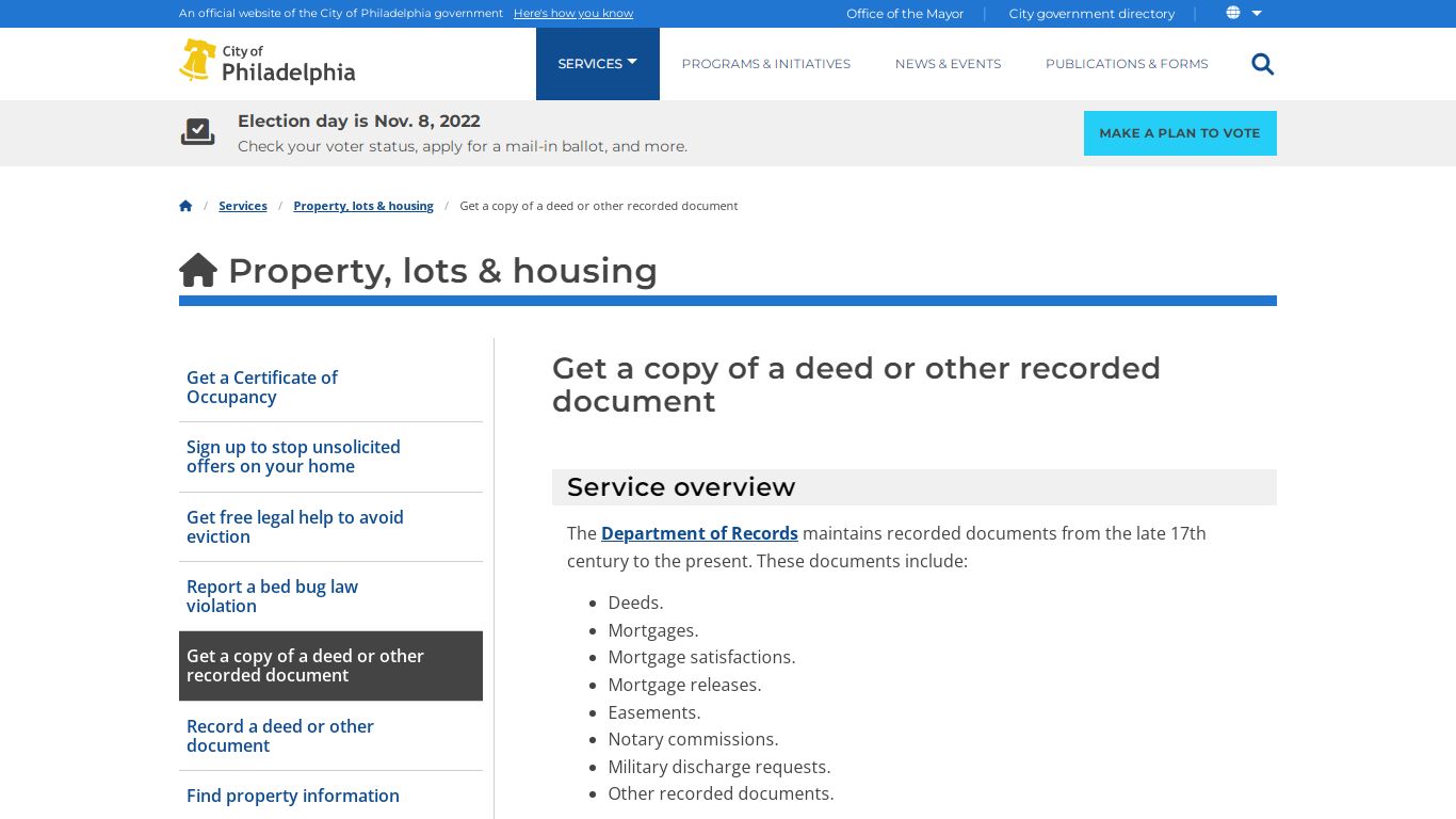 Get a copy of a deed or other recorded document | Services